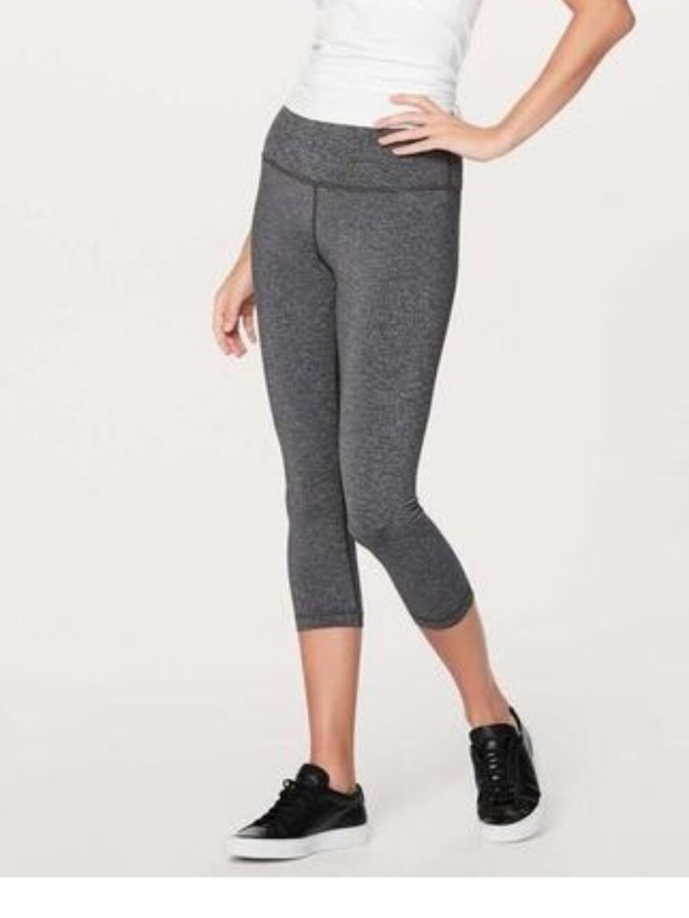Lululemon Wunder Under Crop Hi-Rise Luxtreme 21" Heathered Black Grey - Picture 2 of 6